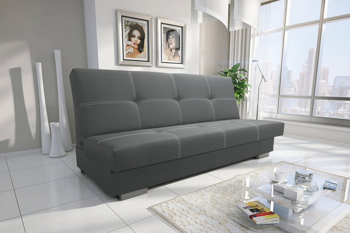 SOFA BED AXEL 195CM SAWANA 05 GREY / SPRINGS + FOAMDimensions: (+/- 2cm) - width 195 cm- depth 91 cm- height 90 cm- 119/195 cm sleeping areaThe following were used for the production of the sofa:- a structure made of pine wood, chipboard and MDF board- th