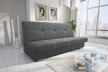 SOFA BED AXEL 195CM SAWANA 05 GREY / SPRINGS + FOAMDimensions: (+/- 2cm) - width 195 cm- depth 91 cm- height 90 cm- 119/195 cm sleeping areaThe following were used for the production of the sofa:- a structure made of pine wood, chipboard and MDF board- th