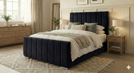NEW!! FREE DELIVERY! Modern Tall Vertical Design Slatted Wooden base No Storage Bed Frame with Gas-Lift Storage – Available in All Sizes & Any Color - Anna Furniture