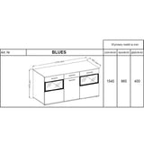 TV WALL UNIT MAXI SET WITH SIDEBOARD WHITE/CONCRETE GREYOverall dimensions of the wall unit: 2300 x 2000 x 402mm (W x H x D)Number of packages: 2Front:- 15mm white laminated board- melamine rim- glass with a black print- handle: 128mm plasticBody:- 15mm w