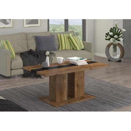 COFFEE TABLE BEN LEFKAS AND BLACK 110X60CMCoffee table / coffee table in whiteTable dimensionwidth 110 cm / depth 60 cm / height 53 cmExecution: base made of white laminated board, 16mm thick Table top with a thickness of 28mm in white, with a black inser