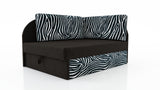 UNIVERSAL CORNER SOFA BED KUBUS CUBE BLACK / ZEBRA Children roomTHIS MODEL IS UNIVERSAL WHICH MEANS YOU CAN CHOOSE CORNER SIDE DURING ASSEMBLYCHILDREN CORNER SOFA BEDSOFKA NAROZNIK TAPCZANIK DZIECIECY - depth 77 cm- width 106 cm- height with bacon 50 cm-
