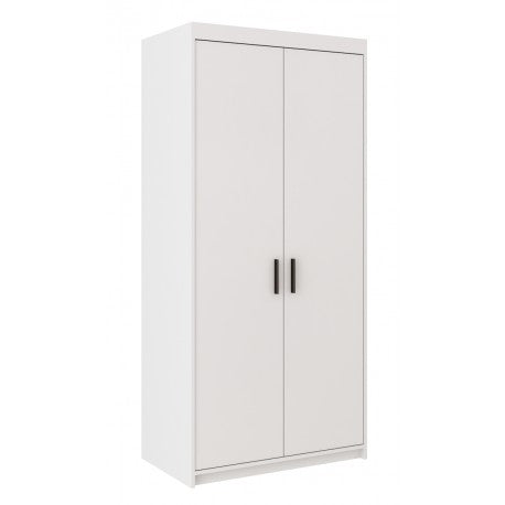 WARDROBE SELENA 2D 90CM WHITEDimensions: 897 x 1905 x 530 mm (W x H x D)Number of packages: 2Front:- 15 mm laminated board - white- melamine edge- handle: 128 mm / plasticBody:- 15 mm laminated board - white- melamine edgepack 1/21995 x 585 x 85mmweight -