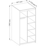 WARDROBE SELENA 2D 90CM SONOMADimensions: 897 x 1905 x 530 mm (W x H x D)Number of packages: 2Front:- 15 mm laminated board - sonoma- melamine edge- handle: 128 mm / plasticBody:- 15 mm laminated board - sonoma- melamine edgepack 1/21995 x 585 x 85mmweigh