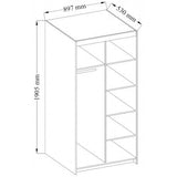 WARDROBE SELENA 2D 90CM LEFKASDimensions: 897 x 1905 x 530 mm (W x H x D)Number of packages: 2Front:- 15 mm laminated board - dab lefkas- melamine edge- handle: 128 mm / plasticBody:- 15 mm laminated board - dab lefkas- melamine edgepack 1/21995 x 585 x 8