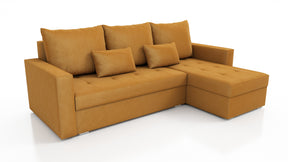 UNIVERSAL CORNER SOFA BED LOTUS 229CM YELLOW KRONOS 01 2X STORAGE SPACE / FOAM 2X STORAGETHIS MODEL IS UNIVERSAL WHICH MEANS YOU CAN CHOOSE CORNER SIDE DURING ASSEMBLYSpecification made on foam construction made of board / pine wood / hdf satin plastic le