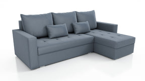 UNIVERSAL CORNER SOFA BED LOTUS 229CM GREY PAROS 06 2X STORAGE SPACE / FOAM 2X STORAGETHIS MODEL IS UNIVERSAL WHICH MEANS YOU CAN CHOOSE CORNER SIDE DURING ASSEMBLYSpecification made on foam construction made of board / pine wood / hdf satin plastic leg c