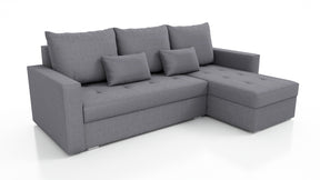 UNIVERSAL CORNER SOFA BED LOTUS 229CM GREY SAWANA 05 2X STORAGE SPACE / FOAM 2X STORAGETHIS MODEL IS UNIVERSAL WHICH MEANS YOU CAN CHOOSE CORNER SIDE DURING ASSEMBLYSpecification made on foam construction made of board / pine wood / hdf satin plastic leg