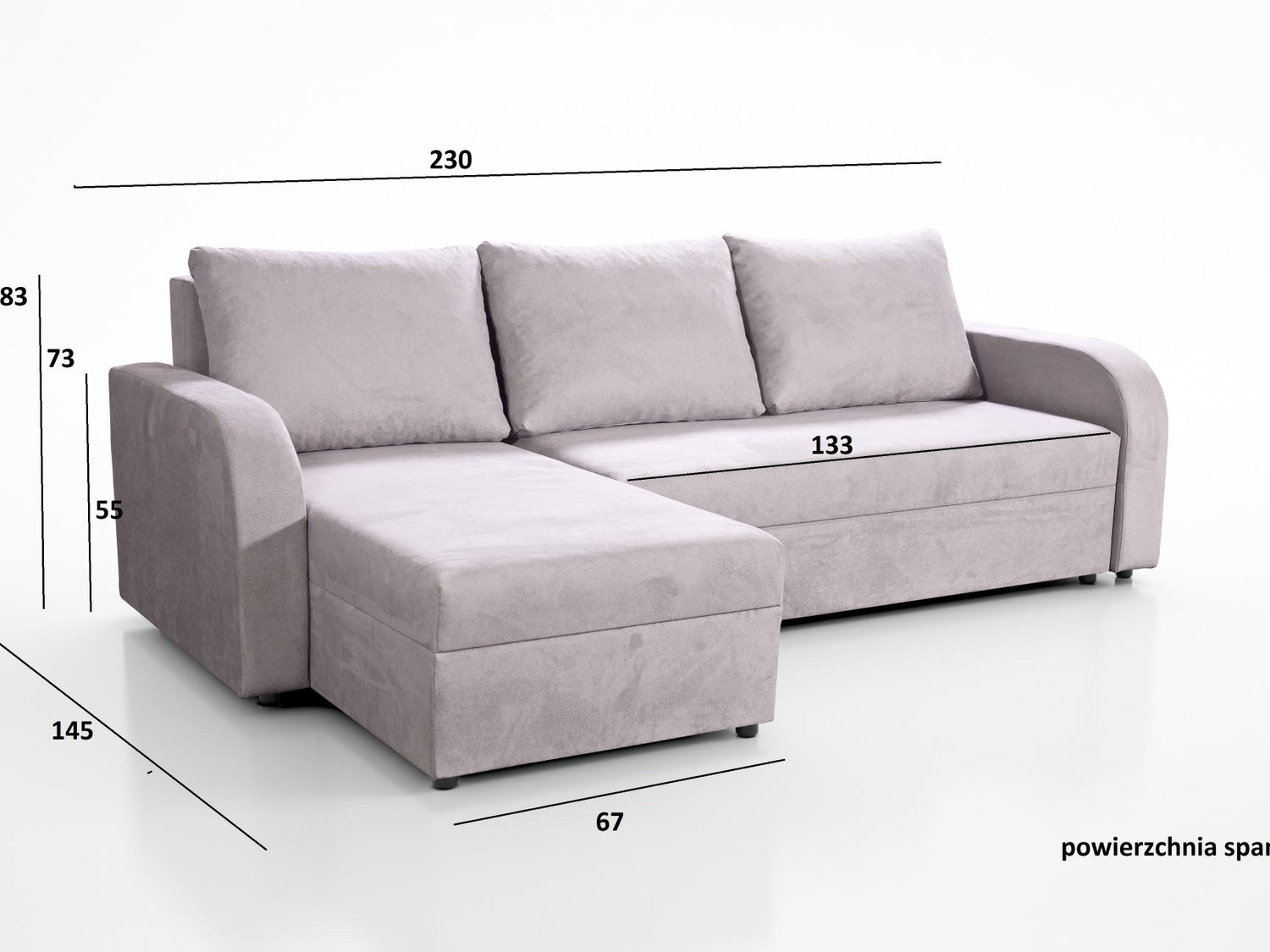 CORNER SOFA BED FOREST 230cm