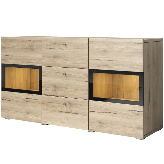 SIDEBOARD BAROS 132CM SAN REMO LIGHTDimensions Width132cm Height70cm Depth39cmSpecific information ColorationSAN REMO LIGHT MaterialLaminated furniture board LED lightingIt is not included in the priceAnna Furniture