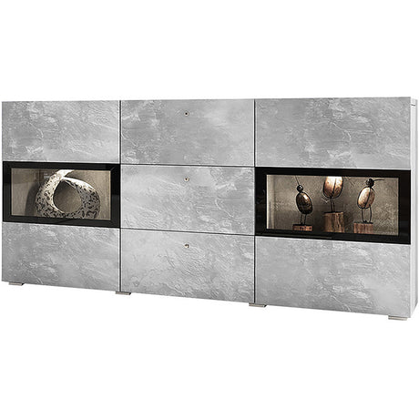 SIDEBOARD BAROS 132CM MONTREAL LIGHTDimensions Width132cm Height70cm Depth39cmSpecific information ColorationMONTREAL LIGHTMaterialLaminated furniture board LED lightingIt is not included in the priceAnna Furniture