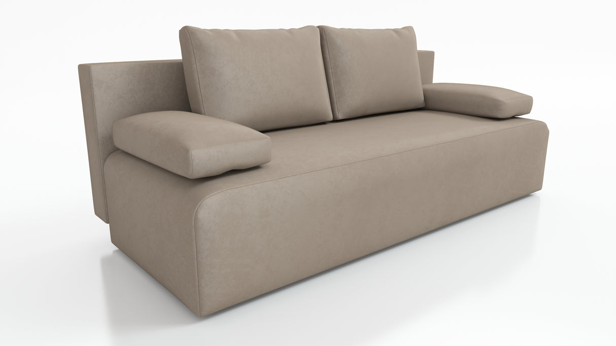 NEW!! SOFA BED ZOYA 201cm PAORS 03Dimensions: sleeping area 137x201 cm width 201 cm depth 91 cm height to the seat 40 cm * dimensions given with a tolerance of +/- 3 cm Execution: • frame: pine wood + board chipboard, • unfolding system: AUTOMAT DL • seat