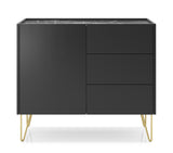 Storage cabinet HARMONY 02 black / black marbleStorage cabinet HARMONY 02 black / black marble 97/83/37CM ColourBlack / Black marble + Golden MaterialLaminated board 16mm VeneerEdging ABS Metal Legs PUSH-TO-OPENAnna Furniture