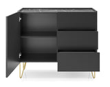 Storage cabinet HARMONY 02 black / black marbleStorage cabinet HARMONY 02 black / black marble 97/83/37CM ColourBlack / Black marble + Golden MaterialLaminated board 16mm VeneerEdging ABS Metal Legs PUSH-TO-OPENAnna Furniture