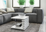 COFFEE TABLE KYOTO WHITE GLOSSIntroducing COFFEE TABLE KYOTO, an ideal addition to any corner or regular sofa. Its sleek and contemporary rung-shaped structure, adorned with metallic accents, makes it a standout piece. Constructed from a 32mm thick board,