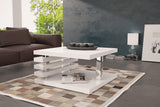 COFFEE TABLE KYOTO WHITEIntroducing COFFEE TABLE KYOTO, an ideal addition to any corner or regular sofa. Its sleek and contemporary rung-shaped structure, adorned with metallic accents, makes it a standout piece. Constructed from a 32mm thick board, this