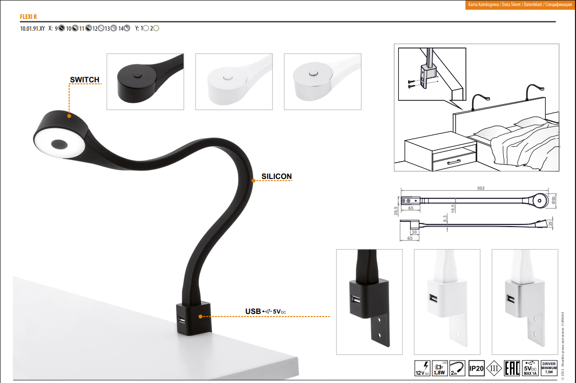 SINGLE BED MOLI 80X200CM WITH LIGHT AND USB