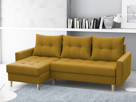 CORNER SOFA BED BRIAN 222x140CM 2X STORAGE SPACE Universal CORNER RIGHT/LEFT / BONELL SPINGS + FOAMTHIS MODEL IS UNIVERSAL WHICH MEANS YOU CAN CHOOSE CORNER SIDE DURING ASSEMBLYMADE IN MALMO FABRIC CLICK HERE3x PILLOWS INCLUDED2X STORAGE SPACEWOODEN LEGSP