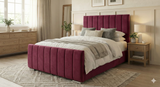 NEW!! FREE DELIVERY! Modern Tall Vertical Design Slatted Wooden base No Storage Bed Frame with Gas-Lift Storage – Available in All Sizes & Any Color - Anna Furniture
