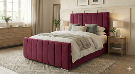 NEW!! FREE DELIVERY! Modern Tall Vertical Design Slatted Wooden base No Storage Bed Frame with Gas-Lift Storage – Available in All Sizes & Any Color - Anna Furniture