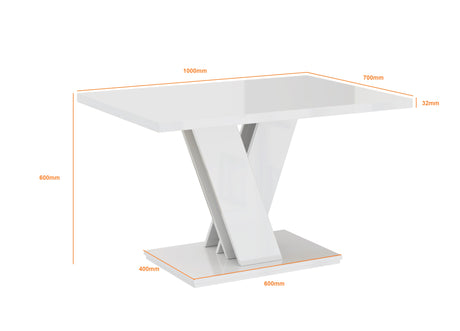 COFFEE TABLE MASIV MINI WHITE GLOSSCoffee Table Masiv Mini White Gloss The COFFEE TABLE MASIV MINI WHITE GLOSS adds a modern and unique touch to any room. Its unconventional design creates a fresh and open atmosphere in your home. Ideal for the dining are