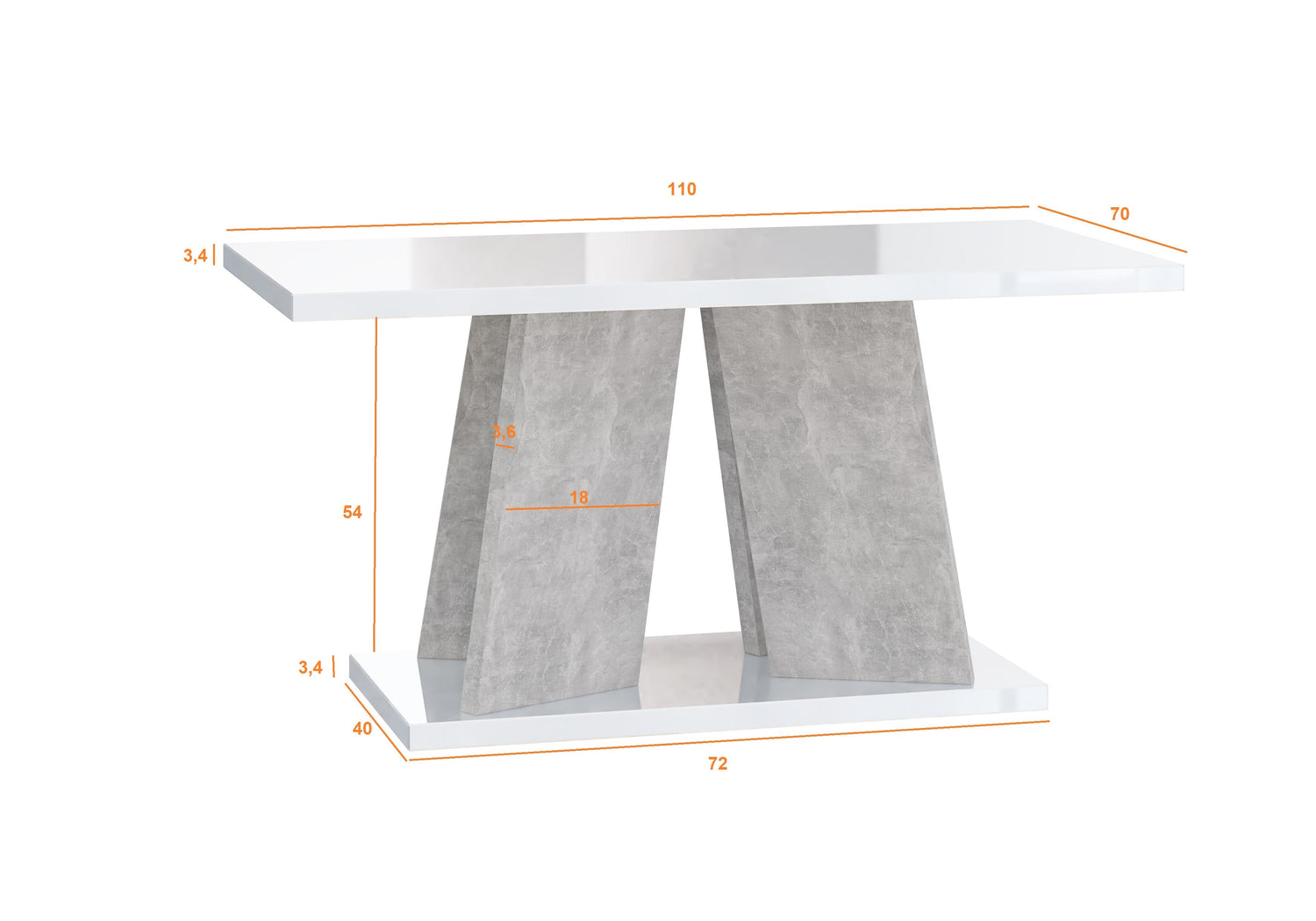 COFFEE TABLE MUFO WHITE GLOSS / STONE GREYCoffee Table MUFO WHITE GLOSS / STONE GREY Enhance any space with the COFFEE TABLE MUFO BLACK GLOSS / STONE GREY. Its innovative structure brings a contemporary and airy element to your home. Perfect for various r