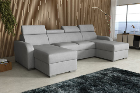 NEW! CORNER SOFA BED ASTEE U SHAPE EASY CLEAN FABRIC ADJUSTABLE HEADREST / SPRINGS + FOAMTHIS MODEL IS UNIVERSAL WHICH MEANS YOU CAN CHOOSE CORNER SIDE DURING ASSEMBLYProduct dimensions:- length: 306 cm- depth: 170 cm- seat depth: 60 cmADJUSTABLE HEADREST
