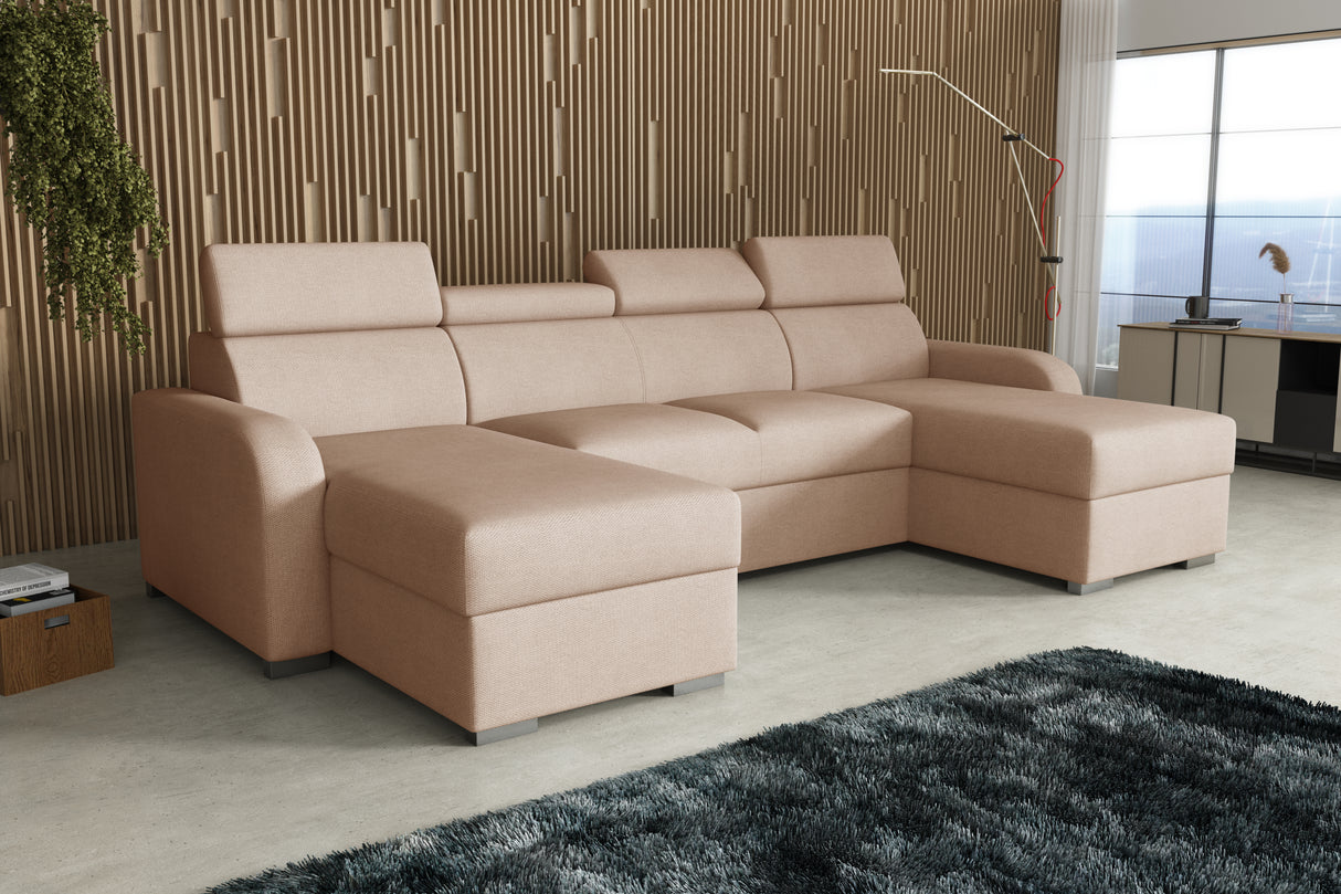 NEW! CORNER SOFA BED ASTEE U SHAPE EASY CLEAN FABRIC ADJUSTABLE HEADREST / SPRINGS + FOAMTHIS MODEL IS UNIVERSAL WHICH MEANS YOU CAN CHOOSE CORNER SIDE DURING ASSEMBLYProduct dimensions:- length: 306 cm- depth: 170 cm- seat depth: 60 cmADJUSTABLE HEADREST