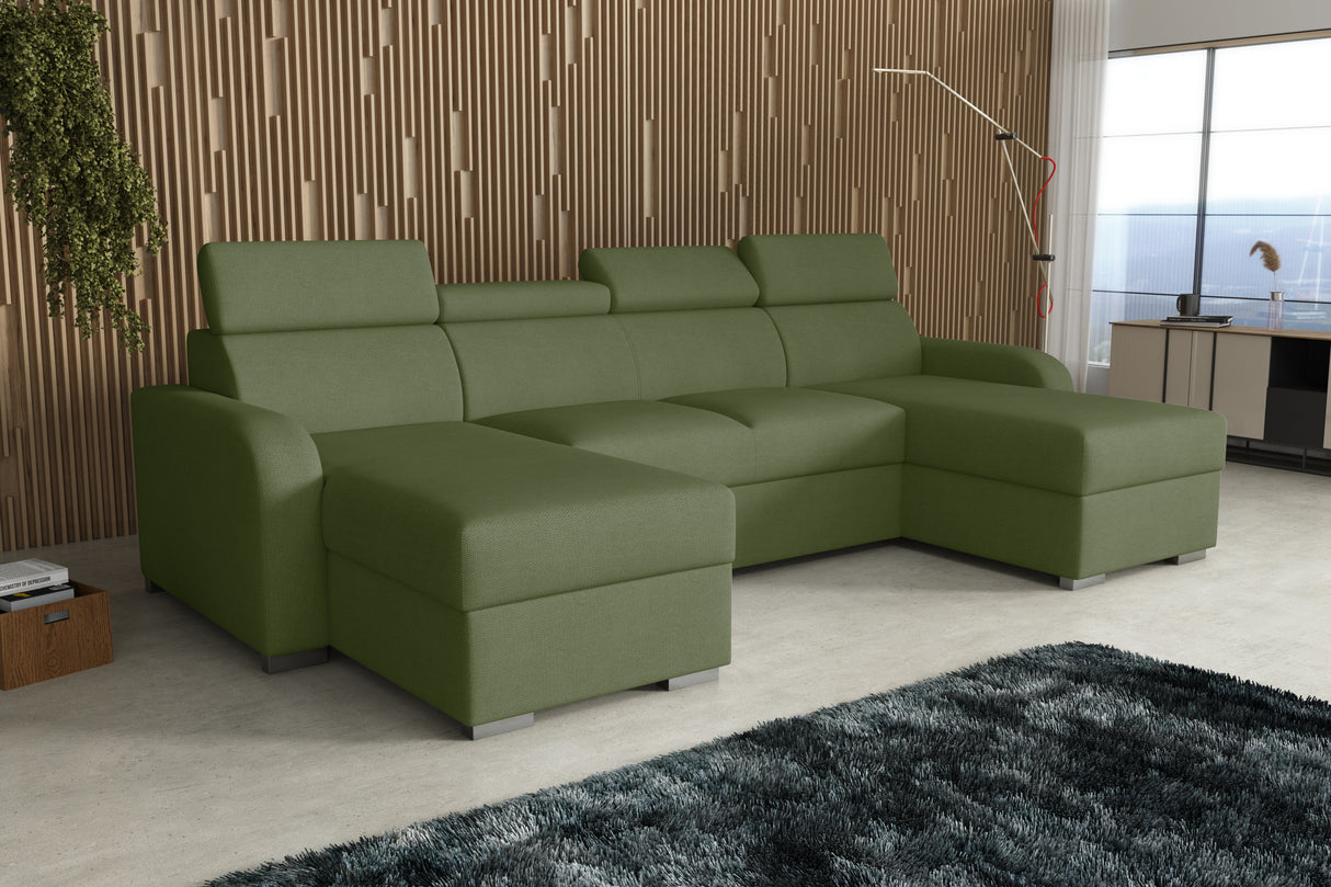 NEW! CORNER SOFA BED ASTEE U SHAPE EASY CLEAN FABRIC ADJUSTABLE HEADREST / SPRINGS + FOAMTHIS MODEL IS UNIVERSAL WHICH MEANS YOU CAN CHOOSE CORNER SIDE DURING ASSEMBLYProduct dimensions:- length: 306 cm- depth: 170 cm- seat depth: 60 cmADJUSTABLE HEADREST