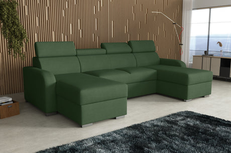 NEW! CORNER SOFA BED ASTEE U SHAPE EASY CLEAN FABRIC ADJUSTABLE HEADREST / SPRINGS + FOAMTHIS MODEL IS UNIVERSAL WHICH MEANS YOU CAN CHOOSE CORNER SIDE DURING ASSEMBLYProduct dimensions:- length: 306 cm- depth: 170 cm- seat depth: 60 cmADJUSTABLE HEADREST