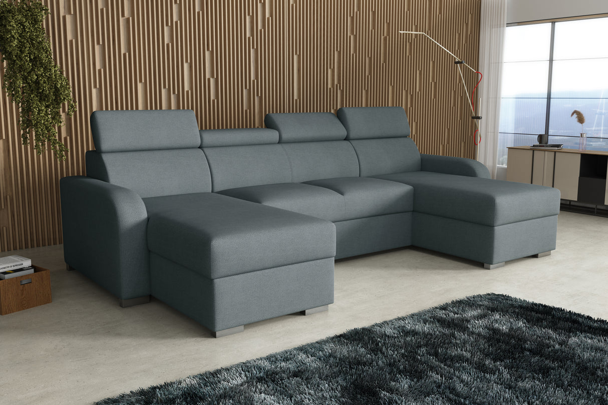 NEW! CORNER SOFA BED ASTEE U SHAPE EASY CLEAN FABRIC ADJUSTABLE HEADREST / SPRINGS + FOAMTHIS MODEL IS UNIVERSAL WHICH MEANS YOU CAN CHOOSE CORNER SIDE DURING ASSEMBLYProduct dimensions:- length: 306 cm- depth: 170 cm- seat depth: 60 cmADJUSTABLE HEADREST