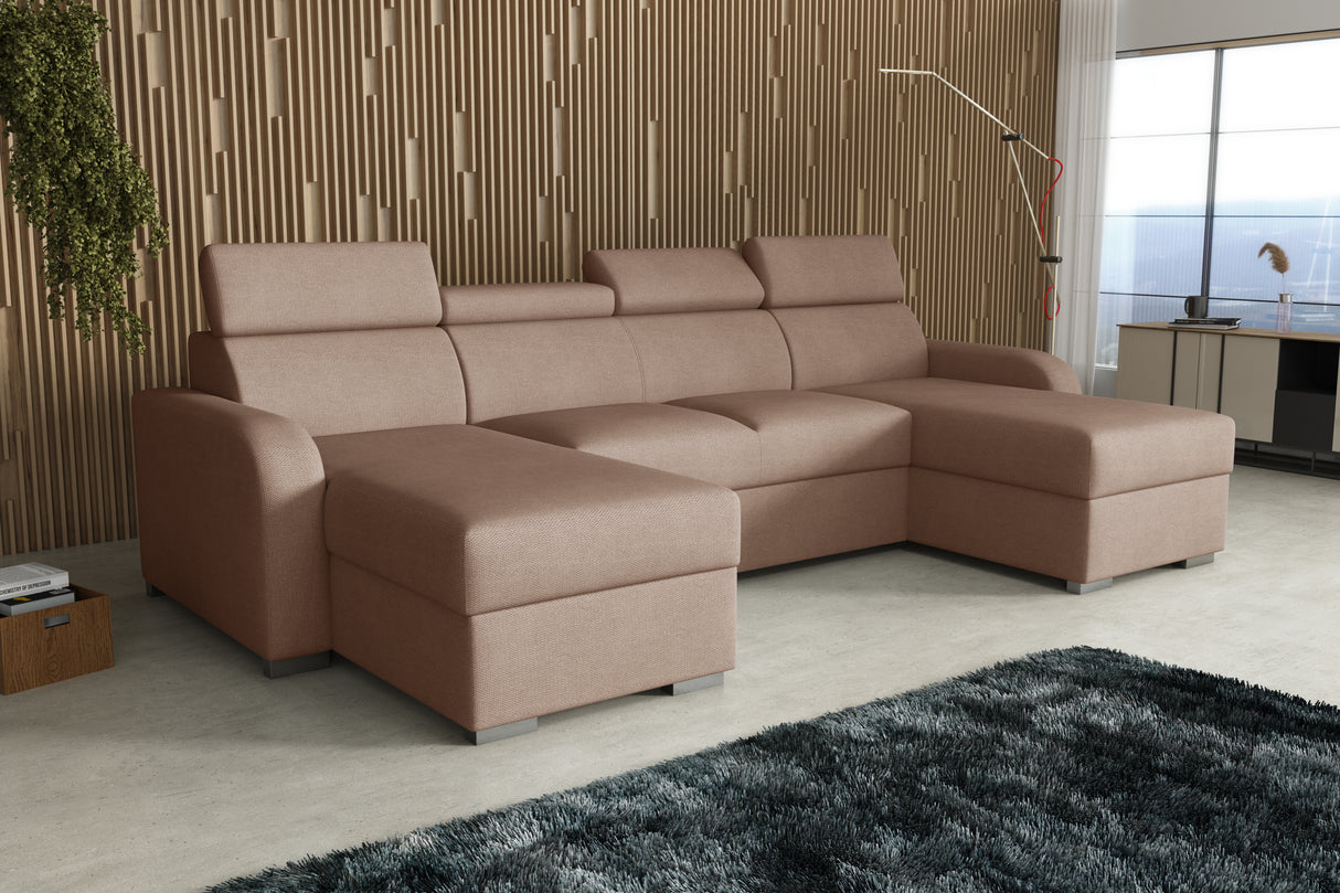 NEW! CORNER SOFA BED ASTEE U SHAPE CROWN FABRIC EASY CLEAN FABRIC ADJUSTABLE HEADREST / SPRINGS + FOAMProduct dimensions:- length: 306 cm- depth: 170 cm- seat depth: 60 cmADJUSTABLE HEADREST2X STORAGE SPACE MADE IN CROWN FABRIC CLICK HEREUncategorizedAnna