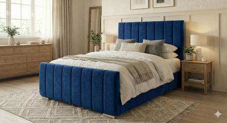 NEW!! FREE DELIVERY! Modern Tall Vertical Design Slatted Wooden base No Storage Bed Frame with Gas-Lift Storage – Available in All Sizes & Any Color - Anna Furniture