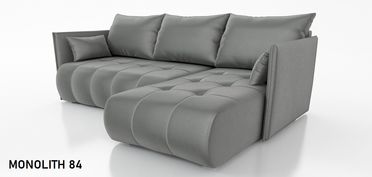 CORNER SOFA BED NESS 214CM / SPRINGS + FOAM / CHOICE OF COLORDimensions: sleeping area 140/206 width 214 cm depth 152 cm height to the seat 40 cm* dimensions given with a tolerance of +/- 3 cmSpecification:- universal, free-standing corner sofa- wave spri