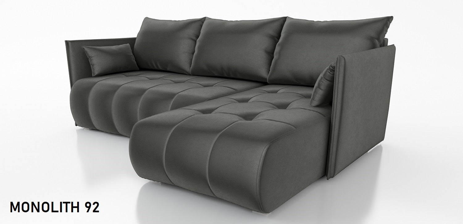 CORNER SOFA BED NESS 214CM / SPRINGS + FOAM / CHOICE OF COLORDimensions: sleeping area 140/206 width 214 cm depth 152 cm height to the seat 40 cm* dimensions given with a tolerance of +/- 3 cmSpecification:- universal, free-standing corner sofa- wave spri
