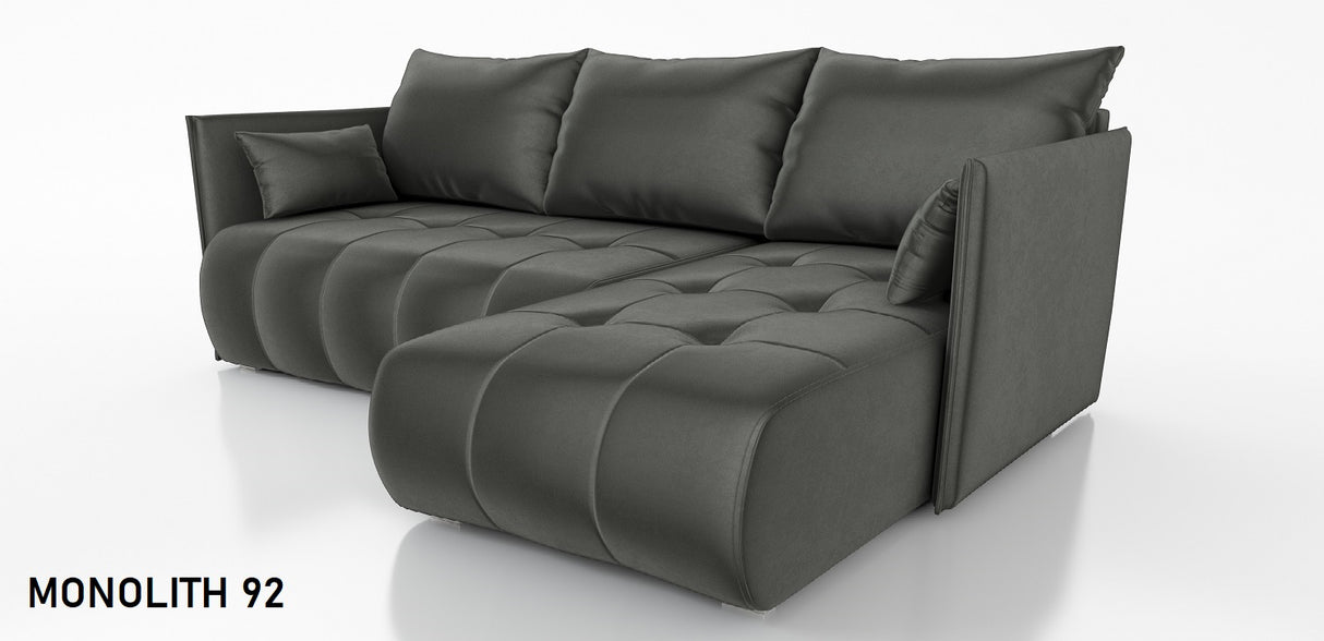 CORNER SOFA BED NESS 214CM / SPRINGS + FOAM / CHOICE OF COLORDimensions: sleeping area 140/206 width 214 cm depth 152 cm height to the seat 40 cm* dimensions given with a tolerance of +/- 3 cmSpecification:- universal, free-standing corner sofa- wave spri