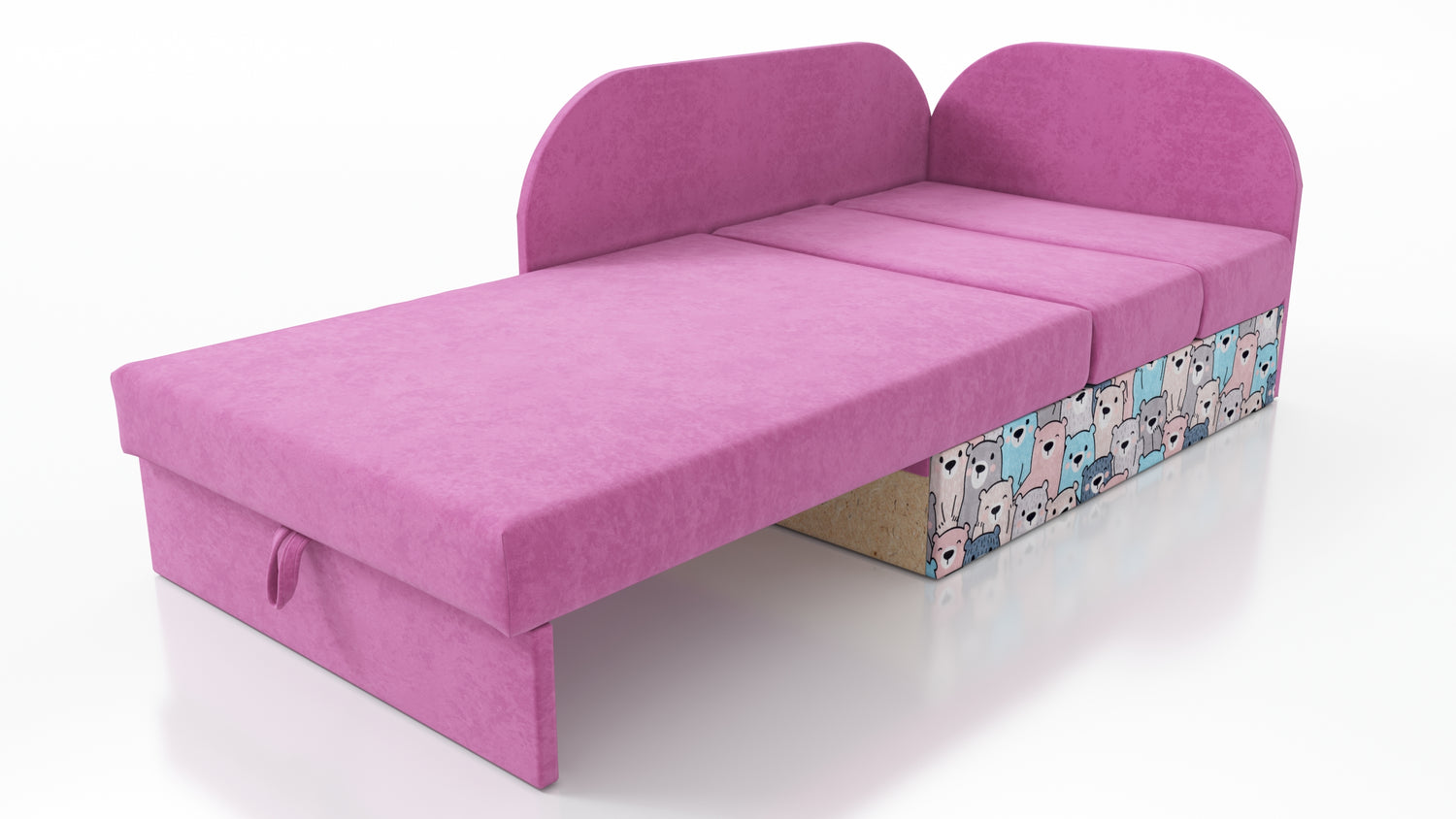 UNIVERSAL CORNER SOFA BED KUBUS CUBE PINK / TEDDY Children roomTHIS MODEL IS UNIVERSAL WHICH MEANS YOU CAN CHOOSE CORNER SIDE DURING ASSEMBLYCHILDREN CORNER SOFA BEDSOFKA NAROZNIK TAPCZANIK DZIECIECY - depth 77 cm- width 106 cm- height with bacon 50 cm- 7