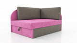 UNIVERSAL CORNER SOFA BED KUBUS CUBE GREY/PINK Children roomTHIS MODEL IS UNIVERSAL WHICH MEANS YOU CAN CHOOSE CORNER SIDE DURING ASSEMBLYCHILDREN CORNER SOFA BEDSOFKA NAROZNIK TAPCZANIK DZIECIECY - depth 77 cm- width 106 cm- height with bacon 50 cm- 75 x