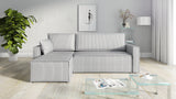 CORNER SOFA BED ROBI 240CM / SPRINGS + FOAM / CHOICE OF COLORThe corner sofa is made of corduroy fabricDimensions:sleeping area 131/206width 240 cmdepth 150 cmheight to the seat 41 cm* dimensions given with a tolerance of +/- 3 cmSpecification:- universal