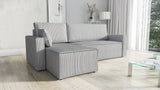 CORNER SOFA BED ROBI 240CM / SPRINGS + FOAM / CHOICE OF COLORThe corner sofa is made of corduroy fabricDimensions:sleeping area 131/206width 240 cmdepth 150 cmheight to the seat 41 cm* dimensions given with a tolerance of +/- 3 cmSpecification:- universal