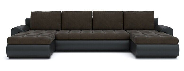 CORNER SOFA BED PRADO U TRINITY 08/1114 300CM / SPRINGS + FOAM EASY CLEAN FABRICWavy springs CHOICE OF COLOR large sleeping areaSeat and cushions made of Trinity Fabric click here bottom and sides made on faux leather Soft click here. Dimensions W: 300cm