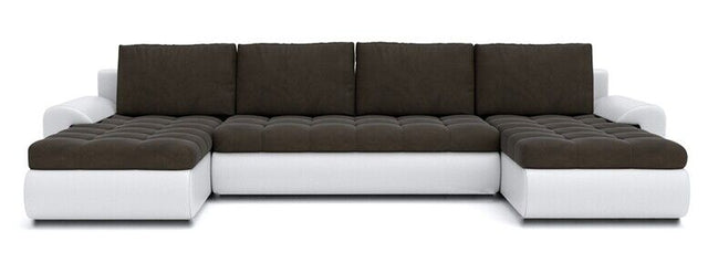 CORNER SOFA BED PRADO U TRINITY 08/1115 300CM / SPRINGS + FOAM EASY CLEAN FABRICWavy springs CHOICE OF COLOR large sleeping areaSeat and cushions made of Trinity Fabric click here bottom and sides made on faux leather Soft click here. Dimensions W: 300cm