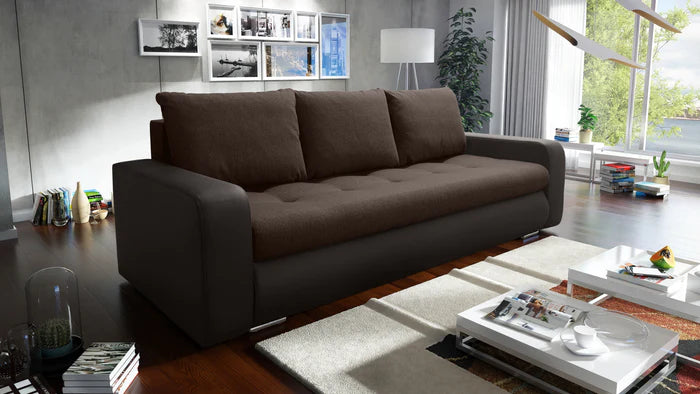 SOFA BED DAVY 228CM INARI 28 / MADRYT 928 / BONELL SPRINGS + FOAMMORE AVAILABLE COLOR CLICK HEREMADE IN FABRIC INARI CLICK HERE + MADRID FAUX LEATHER CLICK HERE Dimensions:- 143/190 sleeping area- width 228- depth 93- height to the seat 42* dimensions are