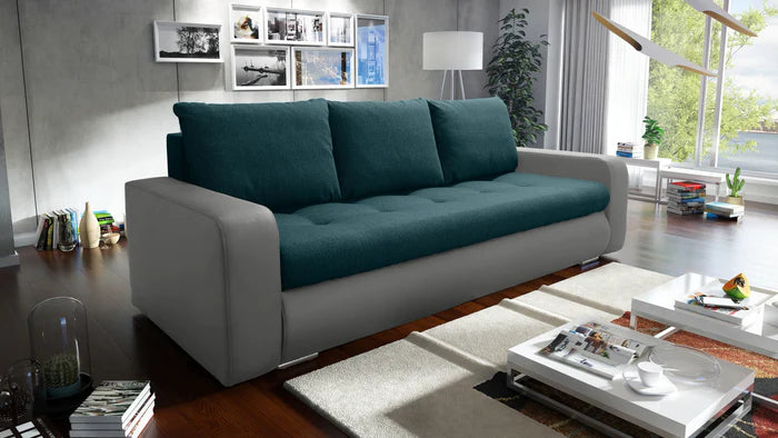 SOFA BED DAVY 228CM INARI 87 / MADRYT 985 / BONELL SPRINGS + FOAMMORE AVAILABLE COLOR CLICK HEREMADE IN FABRIC INARI CLICK HERE + MADRID FAUX LEATHER CLICK HERE Dimensions:- 143/190 sleeping area- width 228- depth 93- height to the seat 42* dimensions are