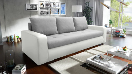 SOFA BED DAVY 228CM INARI 91 / MADRYT 920 / BONELL SPRINGS + FOAMMORE AVAILABLE COLOR CLICK HEREMADE IN FABRIC INARI CLICK HERE + MADRID FAUX LEATHER CLICK HERE Dimensions:- 143/190 sleeping area- width 228- depth 93- height to the seat 42* dimensions are