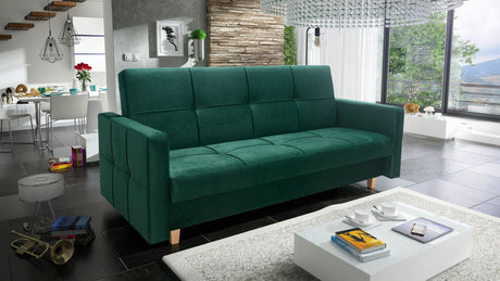 SOFA BED COSMO 210cm KRONOS 19 / SPRINGS + FOAMSofa dimensions: sleeping area 120/187 cm width 210 cm depth 90 cm height to the seat 43 cm height of the legs 9 cm* dimensions are given with a tolerance of +/- 3 cmThe sleeping area is entirely made of spri