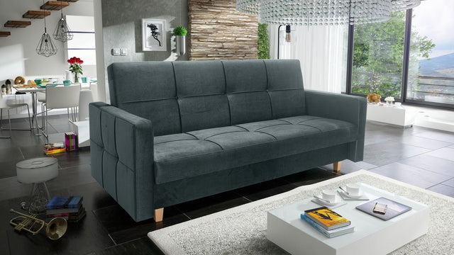 SOFA BED COSMO 210cm KRONOS 22 / SPRINGS + FOAMSofa dimensions: sleeping area 120/187 cm width 210 cm depth 90 cm height to the seat 43 cm height of the legs 9 cm* dimensions are given with a tolerance of +/- 3 cmThe sleeping area is entirely made of spri