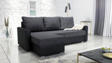 CORNER SOFA BED FOXY UNIVERSAL CORNER BERLIN 02 / BLACK FAUX LEATHER / FOAMTHIS MODEL IS UNIVERSAL WHICH MEANS YOU CAN CHOOSE CORNER SIDE DURING ASSEMBLY 1X Storage space 3X pillow includedzippered pillowshighly elastic foam t30/42sleeping functionunivers