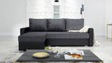 CORNER SOFA BED FOXY UNIVERSAL CORNER BERLIN 02 / BLACK FAUX LEATHER / FOAMTHIS MODEL IS UNIVERSAL WHICH MEANS YOU CAN CHOOSE CORNER SIDE DURING ASSEMBLY 1X Storage space 3X pillow includedzippered pillowshighly elastic foam t30/42sleeping functionunivers