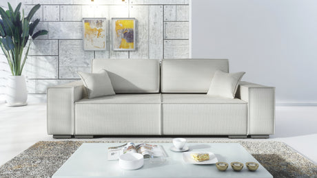 SOFA BED FIORD POSO 100 250cm / SPRINGS + FOAMSOFA DIMENSIONS: sleeping area 154/190 cm width 249 cm depth 94 cm height to the seat 40 cm side height 58 cm seat depth 79 cm (without cushions) seat depth 62 cm (with cushions)* dimensions given with a toler